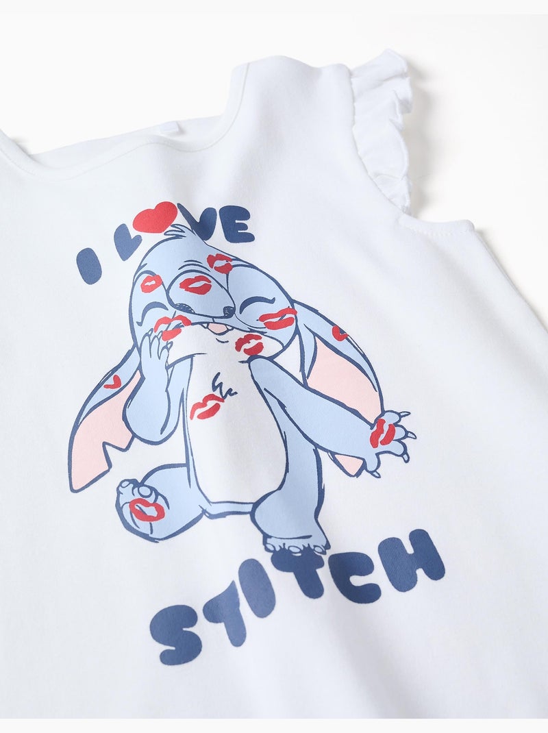 Pyjama court en coton avec imprimé Stitch Blanc - Kiabi