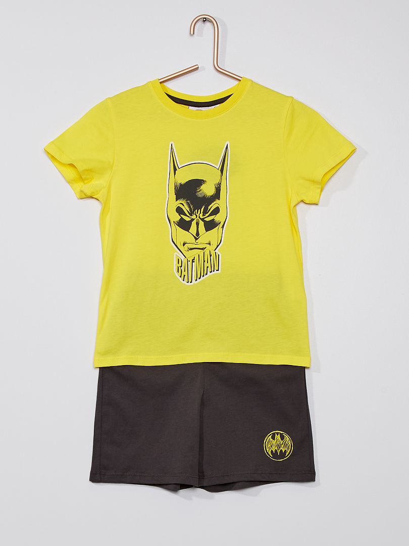 Pyjama court en coton 'Batman' 'DC Comics' jaune/gris - Kiabi