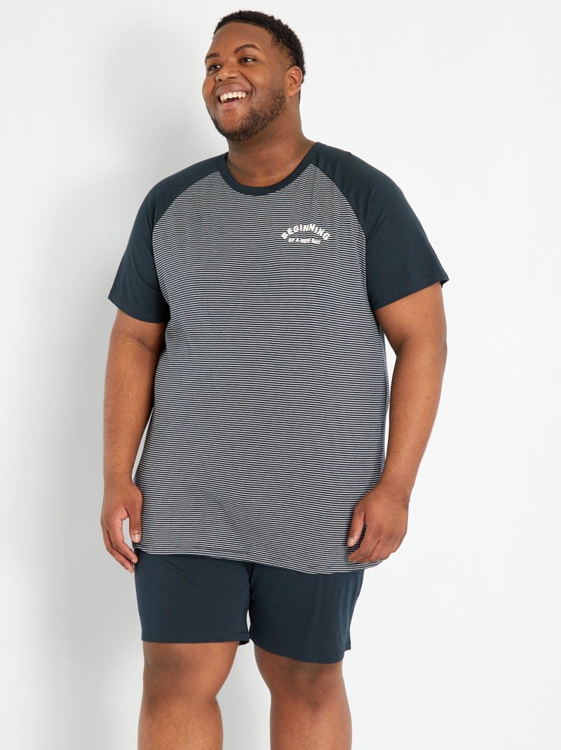 Pyjama court en coton Bleu - Kiabi