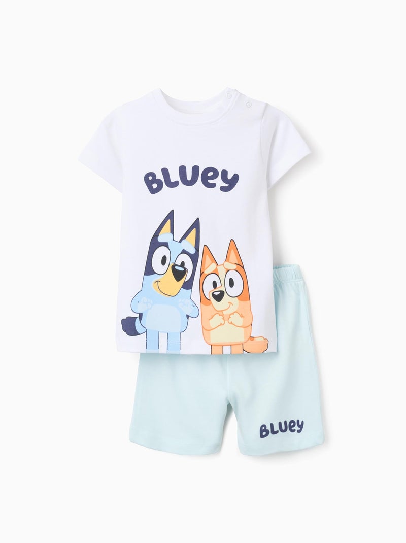 Pyjama Court en Coton Bluey Blanc - Kiabi