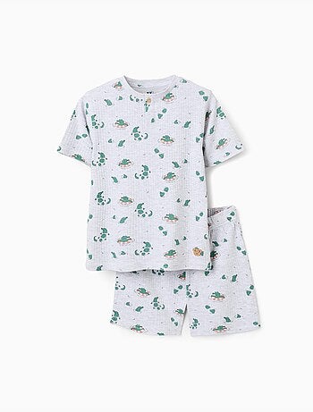 Pyjama court en coton côtelé avec motif alligator