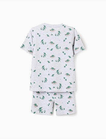Pyjama court en coton côtelé avec motif alligator