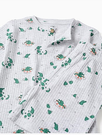 Pyjama court en coton côtelé avec motif alligator