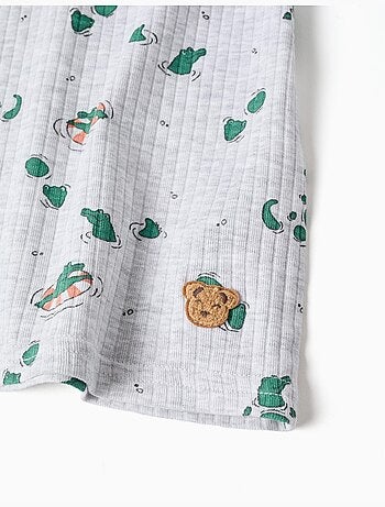 Pyjama court en coton côtelé avec motif alligator