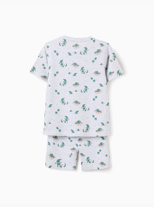 Pyjama court en coton côtelé avec motif alligator - Kiabi