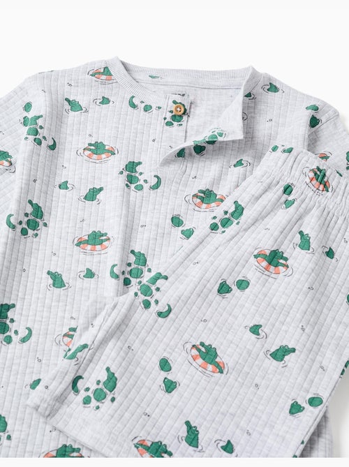 Pyjama court en coton côtelé avec motif alligator - Kiabi