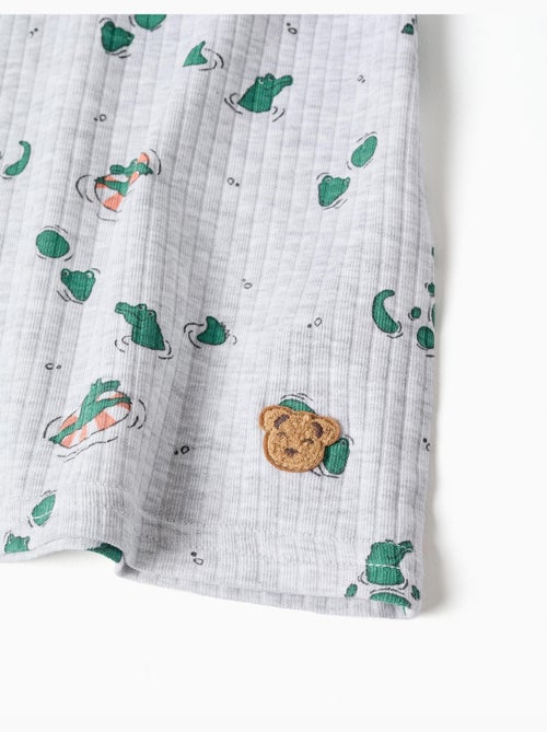 Pyjama court en coton côtelé avec motif alligator - Kiabi
