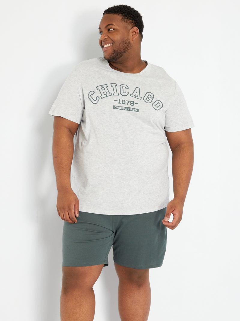 Pyjama court en coton Gris - Kiabi