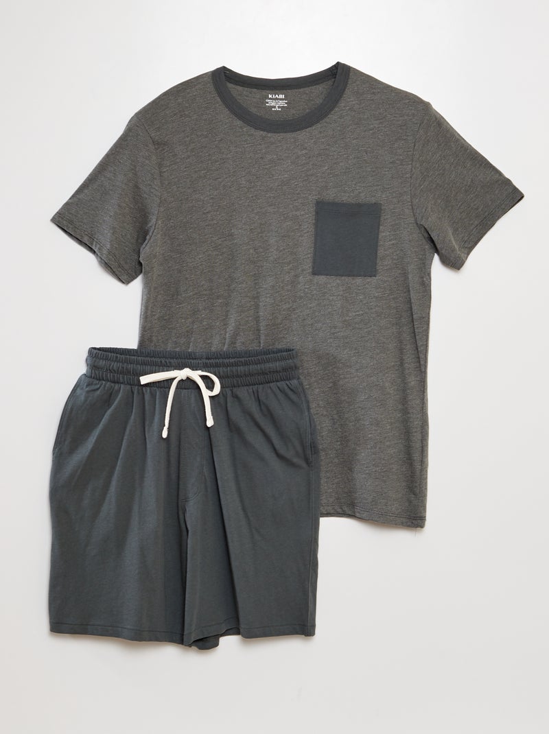 Pyjama court en coton Kaki - Kiabi