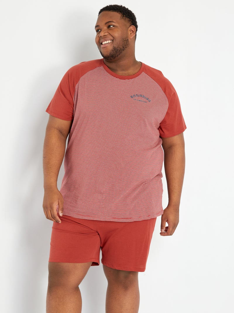 Pyjama court en coton Rouge - Kiabi