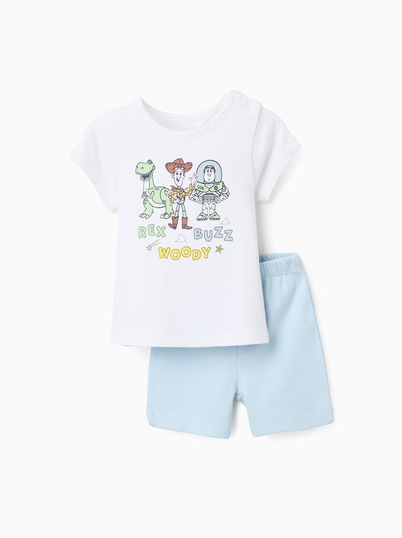 Pyjama Court en Coton Toy Story Blanc Blanc Bleu - Kiabi