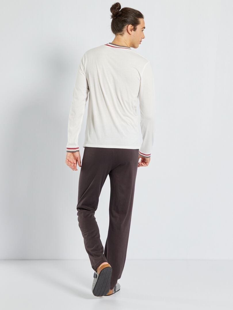 Pyjama court en jersey - 2 pièces écru/gris - Kiabi