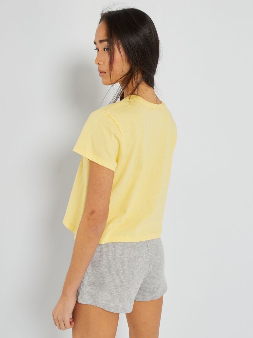 Pyjama court en jersey - 2 pièces jaune - Kiabi
