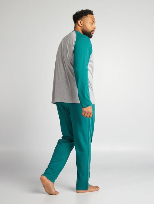 Pyjama court en jersey - Tee-shirt + pantalon - 2 pièces - Kiabi