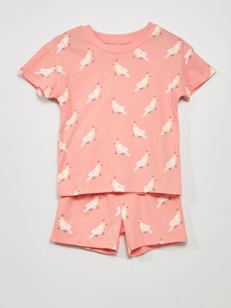 Pyjama court en jersey avec imprimé - 2 pièces Rose - Kiabi