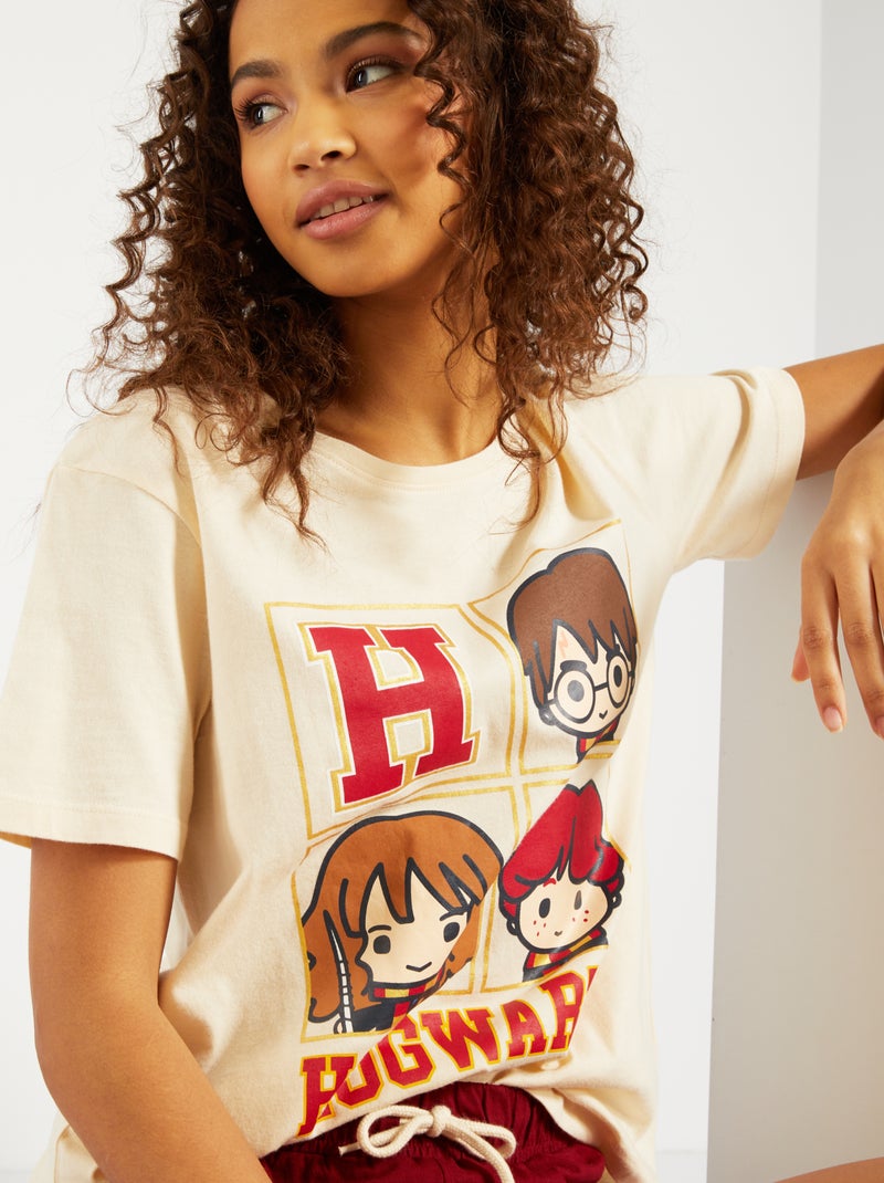 Pyjama court en jersey 'Harry Potter' - 2 pièces Beige/bordeaux - Kiabi