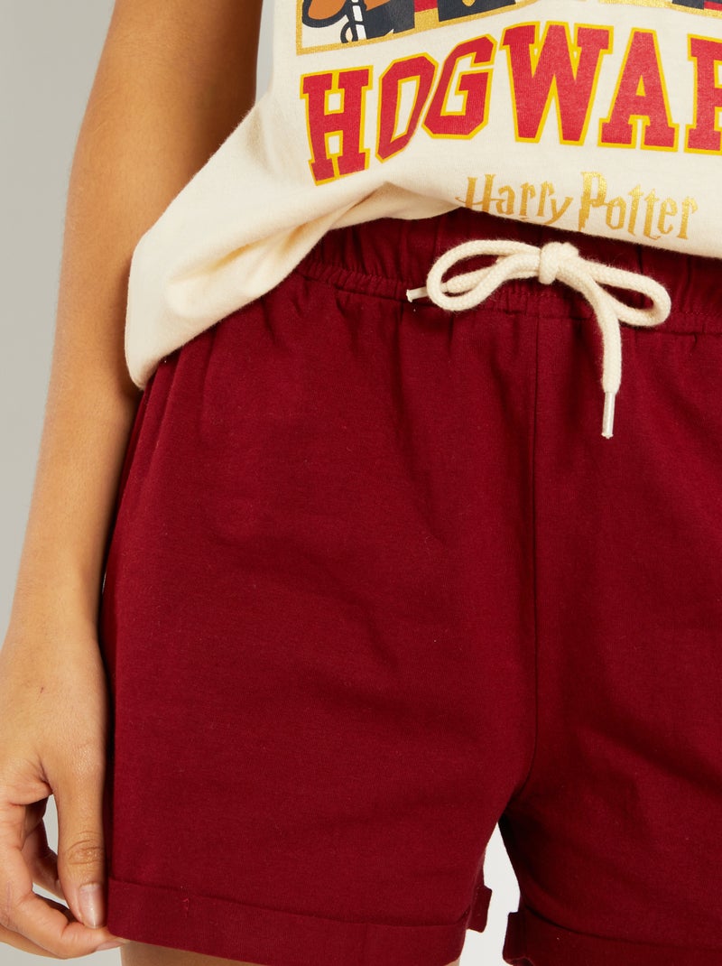 Pyjama court en jersey 'Harry Potter' - 2 pièces Beige/bordeaux - Kiabi