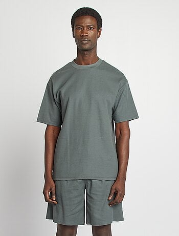 Pyjama court en maille gaufrée - 2 pièces