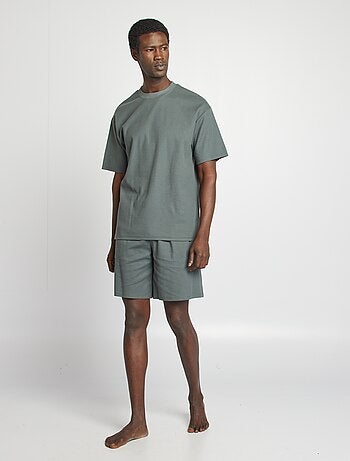 Pyjama court en maille gaufrée - 2 pièces