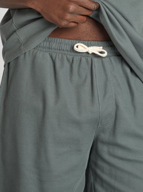 Pyjama court en maille gaufrée - 2 pièces - Kiabi