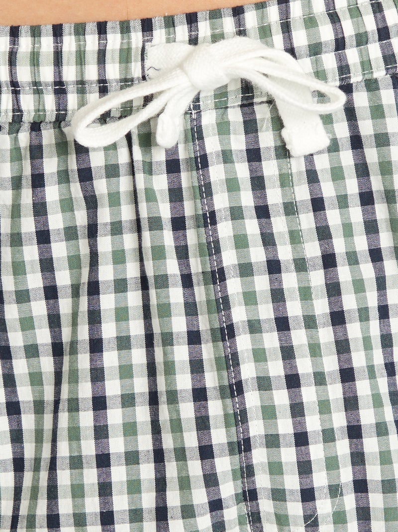 Pyjama court en popeline - 2 pièces Blanc/vert - Kiabi