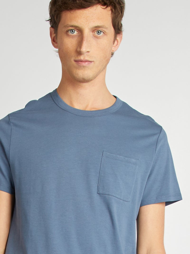 Pyjama court en popeline - 2 pièces Bleu/blanc - Kiabi