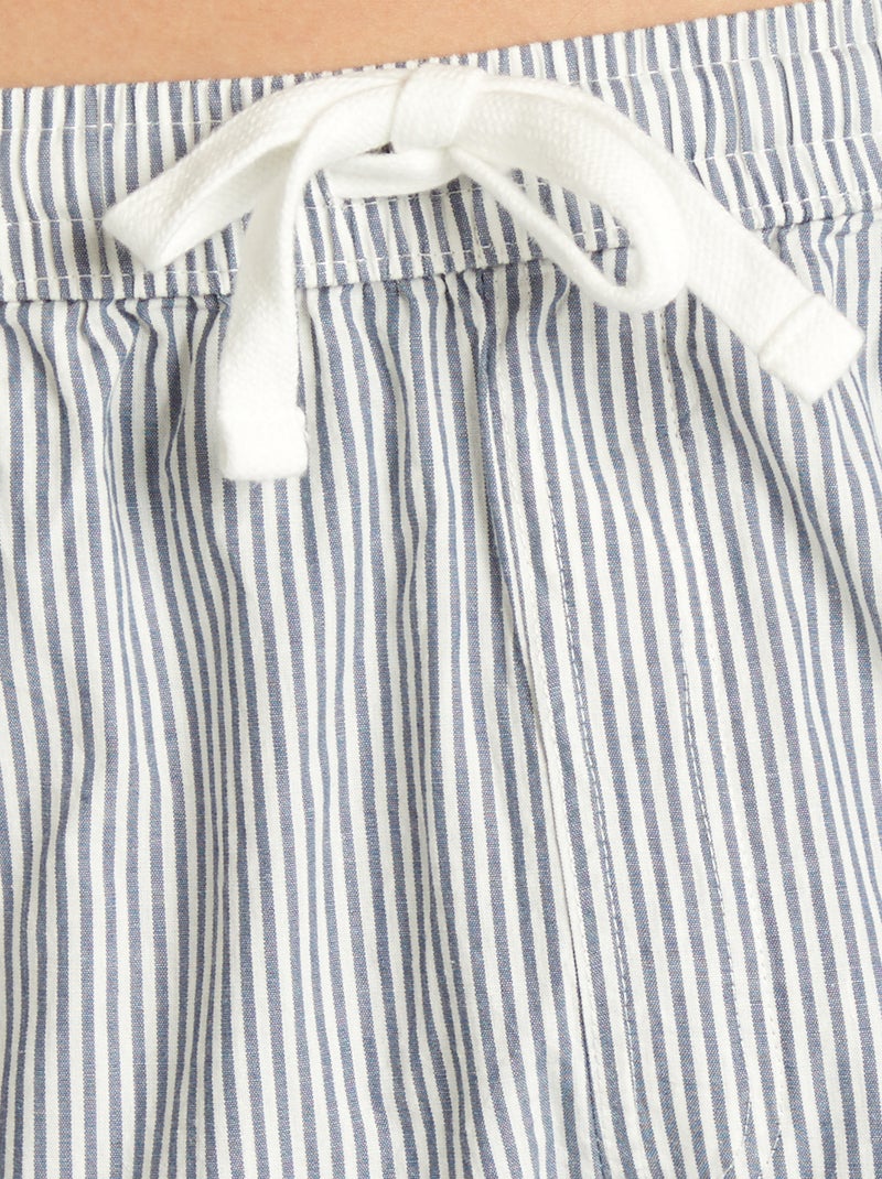 Pyjama court en popeline - 2 pièces Bleu/blanc - Kiabi