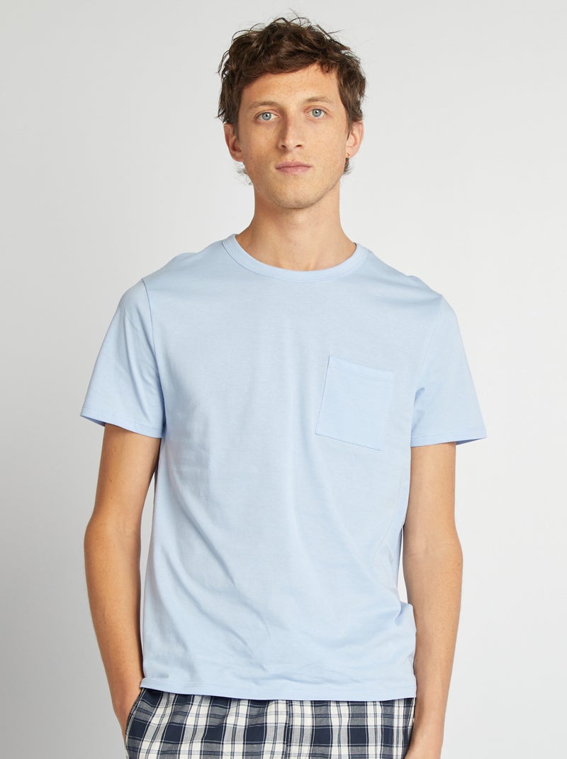 Pyjama court en popeline - 2 pièces Bleu/noir - Kiabi