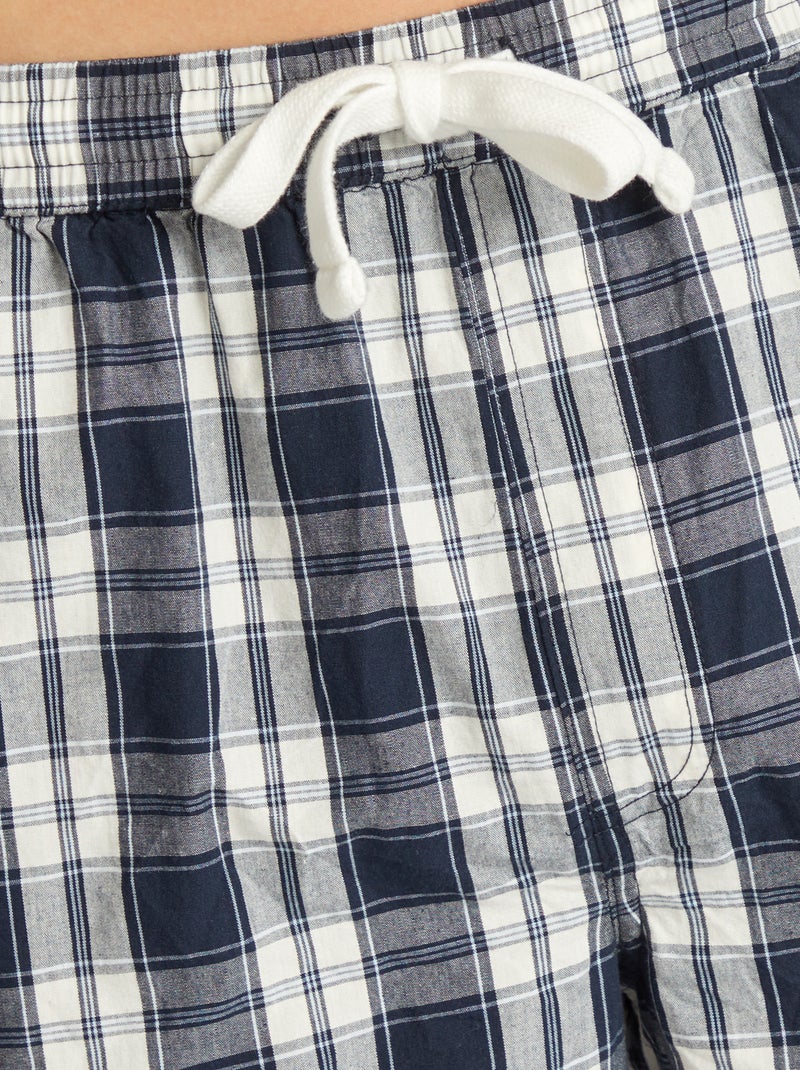 Pyjama court en popeline - 2 pièces Bleu/noir - Kiabi