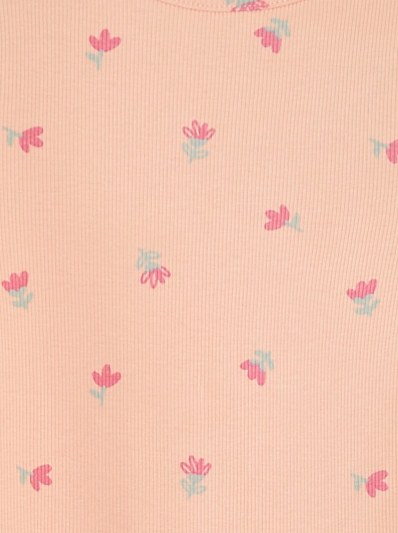 Pyjama court en rib et bords ondulés Orange - Kiabi