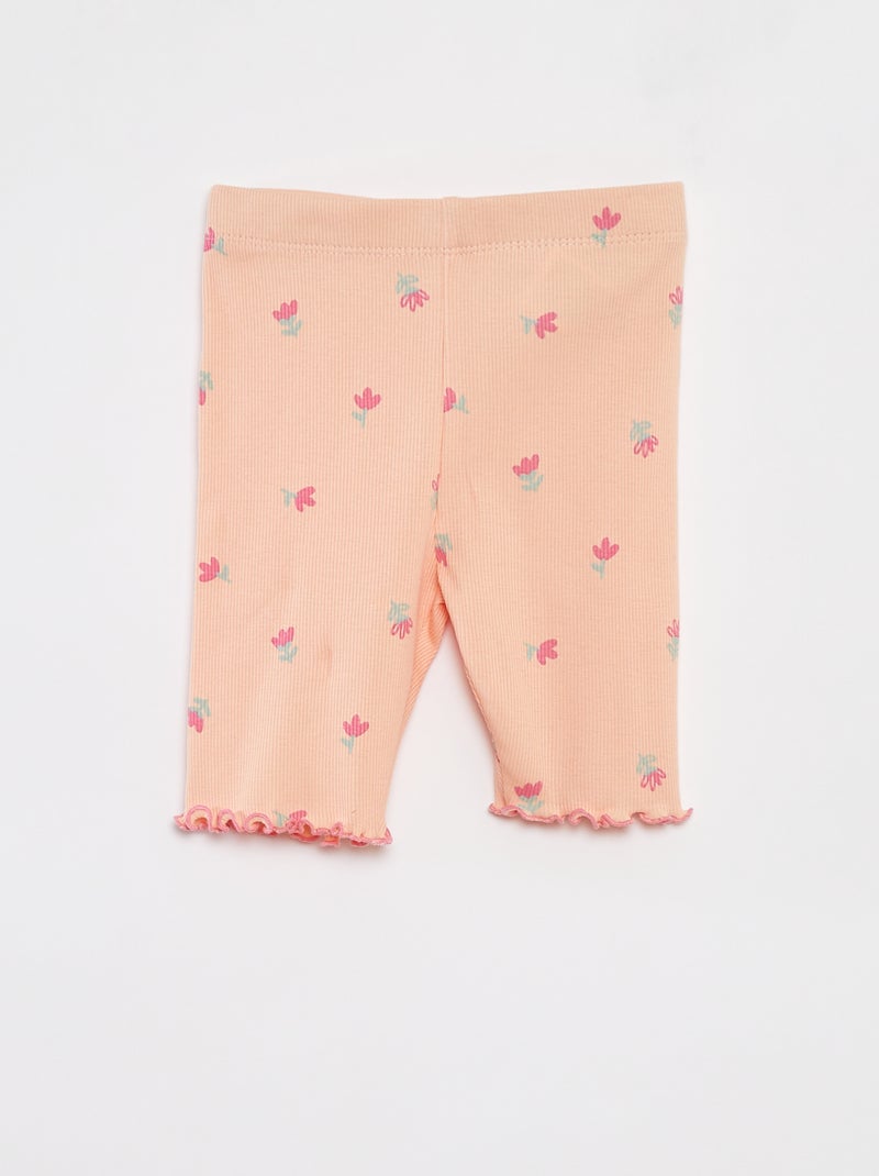 Pyjama court en rib et bords ondulés Orange - Kiabi