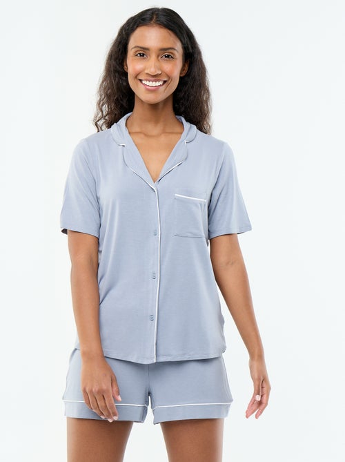 Pyjama court en viscose chiné - 2 pièces - Kiabi Pyjama court en viscose chiné - 2 pièces - Kiabi