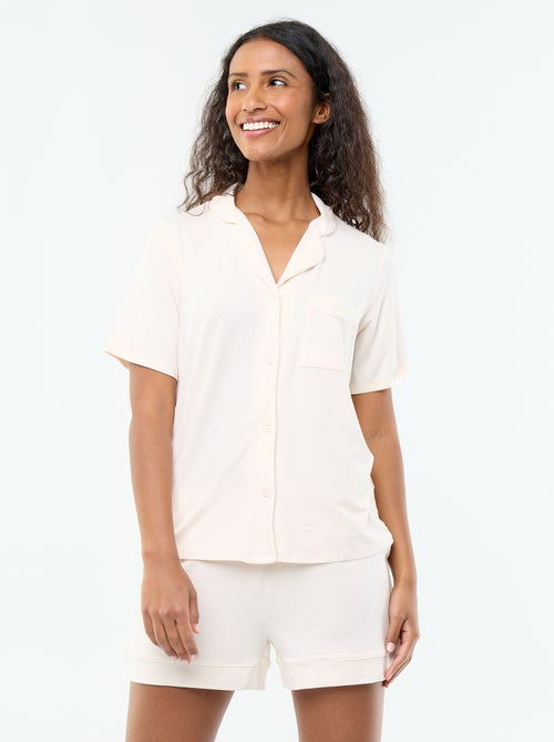 Pyjama court en viscose chiné - 2 pièces - Kiabi Pyjama court en viscose chiné - 2 pièces - Kiabi