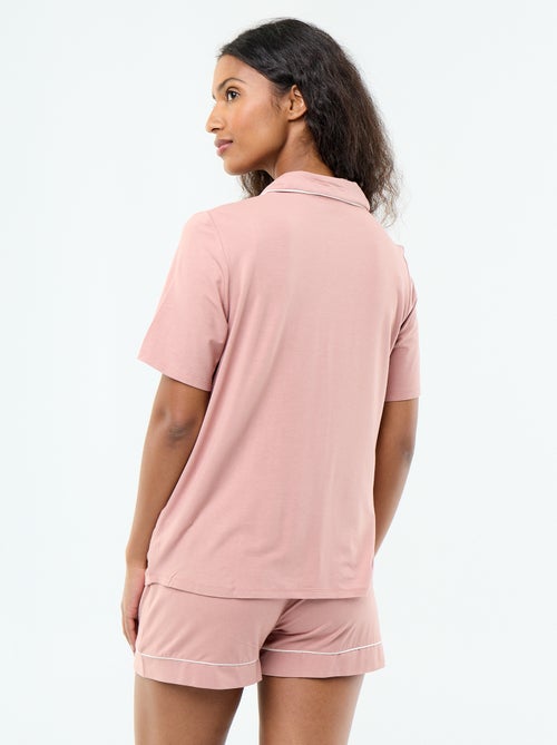 Pyjama court en viscose chiné - 2 pièces - Kiabi Pyjama court en viscose chiné - 2 pièces - Kiabi