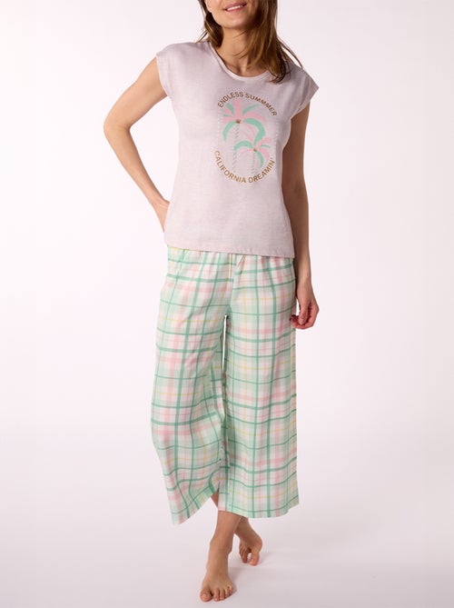Pyjama court ENDLESS beige chiné - MELISSA BROWN - Kiabi Pyjama court ENDLESS beige chiné - MELISSA BROWN - Kiabi
