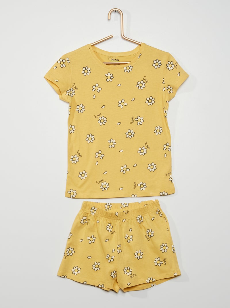 Pyjama court fantaisie 2 pièces jaune - Kiabi