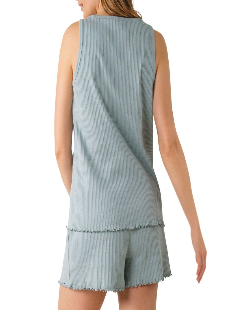 Pyjama court femme Confort Maille Athena Bleu - Kiabi
