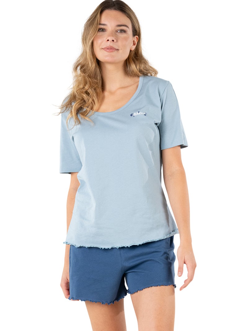 Pyjama court femme My Petit Prix Bleu - Kiabi