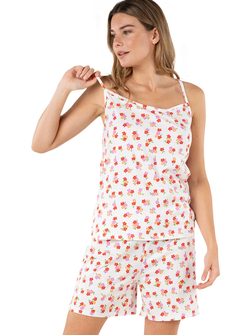 Pyjama court femme Print Athena Peche - Kiabi