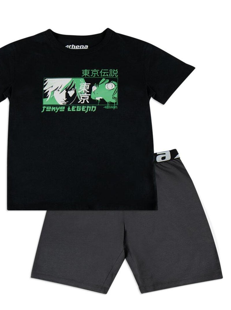 Pyjama court garçon Japan Vibes Noir - Kiabi