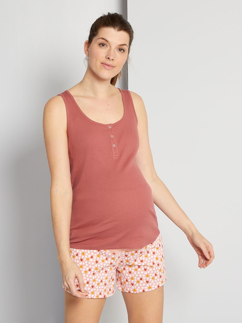 Pyjama court  grossesse rose - Kiabi