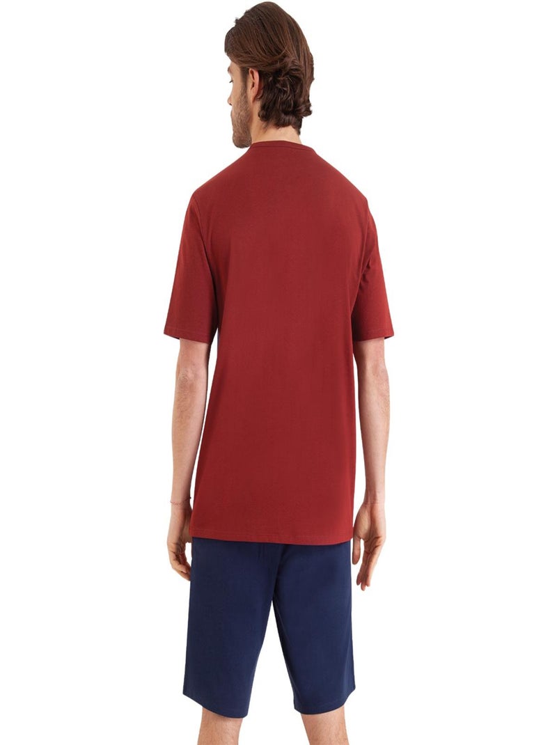 Pyjama court homme Chic Athena Bleu Rouge - Kiabi