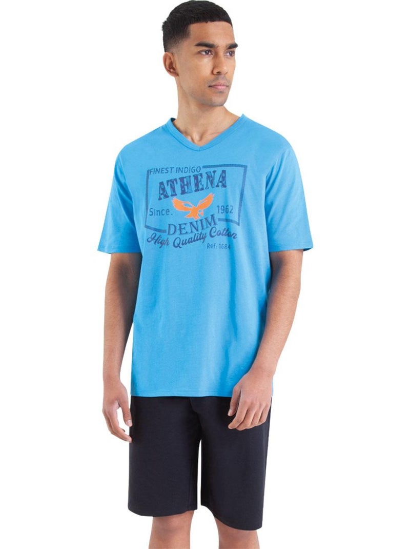 Pyjama court homme Ecopack Bleu - Kiabi