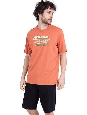 Pyjama court col rond homme ecopack sérigraphie athena