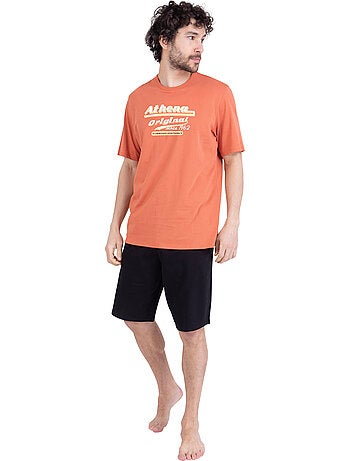 Pyjama court col rond homme ecopack sérigraphie athena