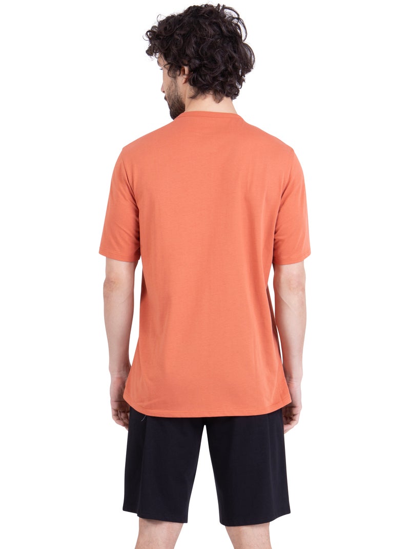 Pyjama court homme ecopack sérigraphie athena Noir Orange - Kiabi