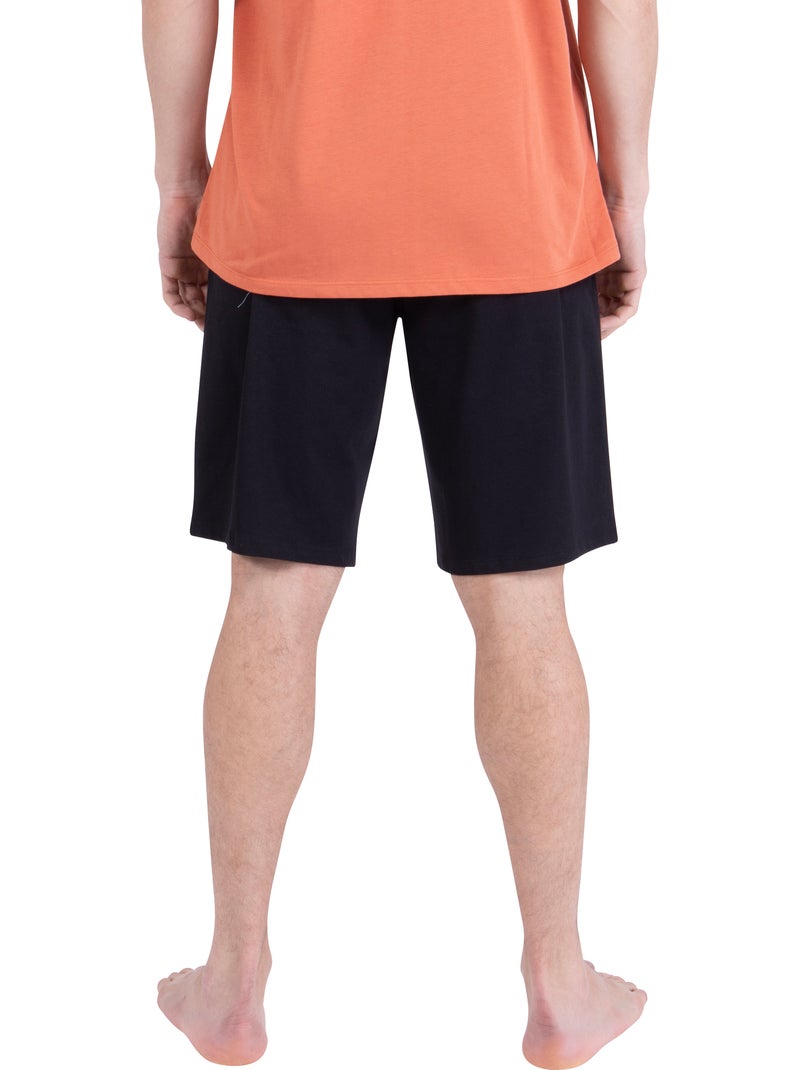 Pyjama court homme ecopack sérigraphie athena Noir Orange - Kiabi