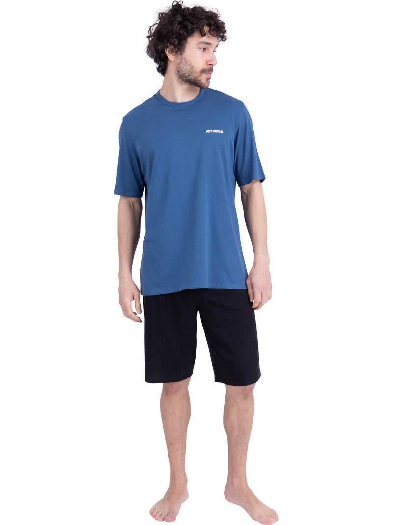 Pyjama court homme my petit prix athena Bleu Bleu Blanc - Kiabi