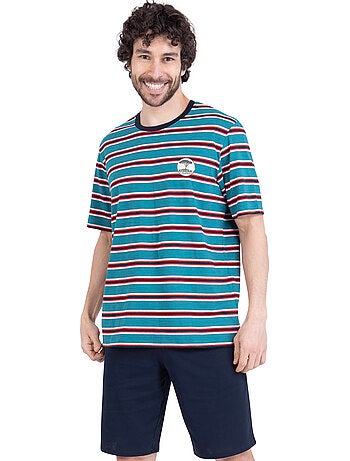 Pyjama court homme rayures aventure athena