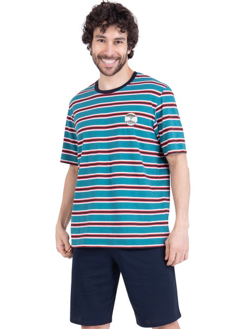 Pyjama court homme rayures aventure athena - Kiabi Pyjama court homme rayures aventure athena - Kiabi